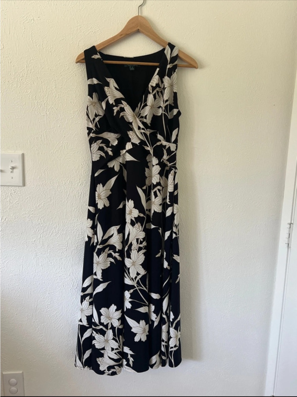 Ralph Lauren Black Maxi Dress with Cream Floral Print